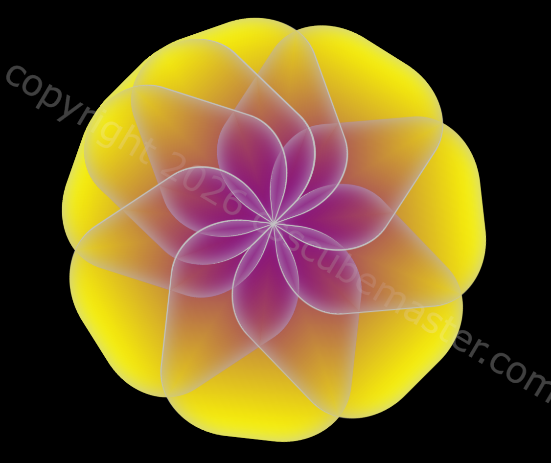 CSS 3d glowing flower in red and yellow front on a black background