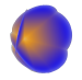 CSS 3d glowing flower in blue and red side view on a black background